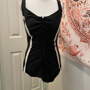 Black and White Women's One Piece Swimsuit